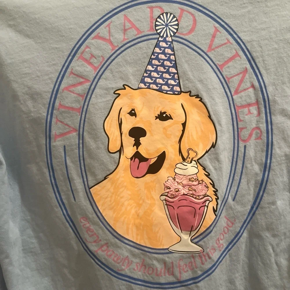 Vineyard Vines Long Sleeve Dog Party Animal Graphic T-Shirt Youth Size Md 12-14